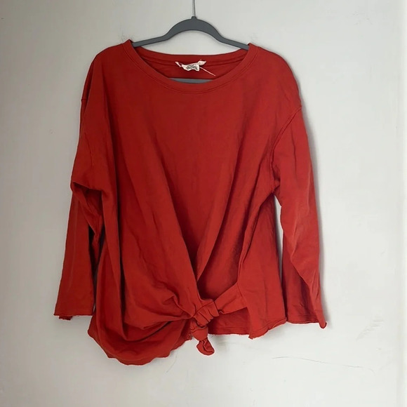 Free People Beach Long Sleeve Front Tie Top Size XS Petite - Picture 1 of 6